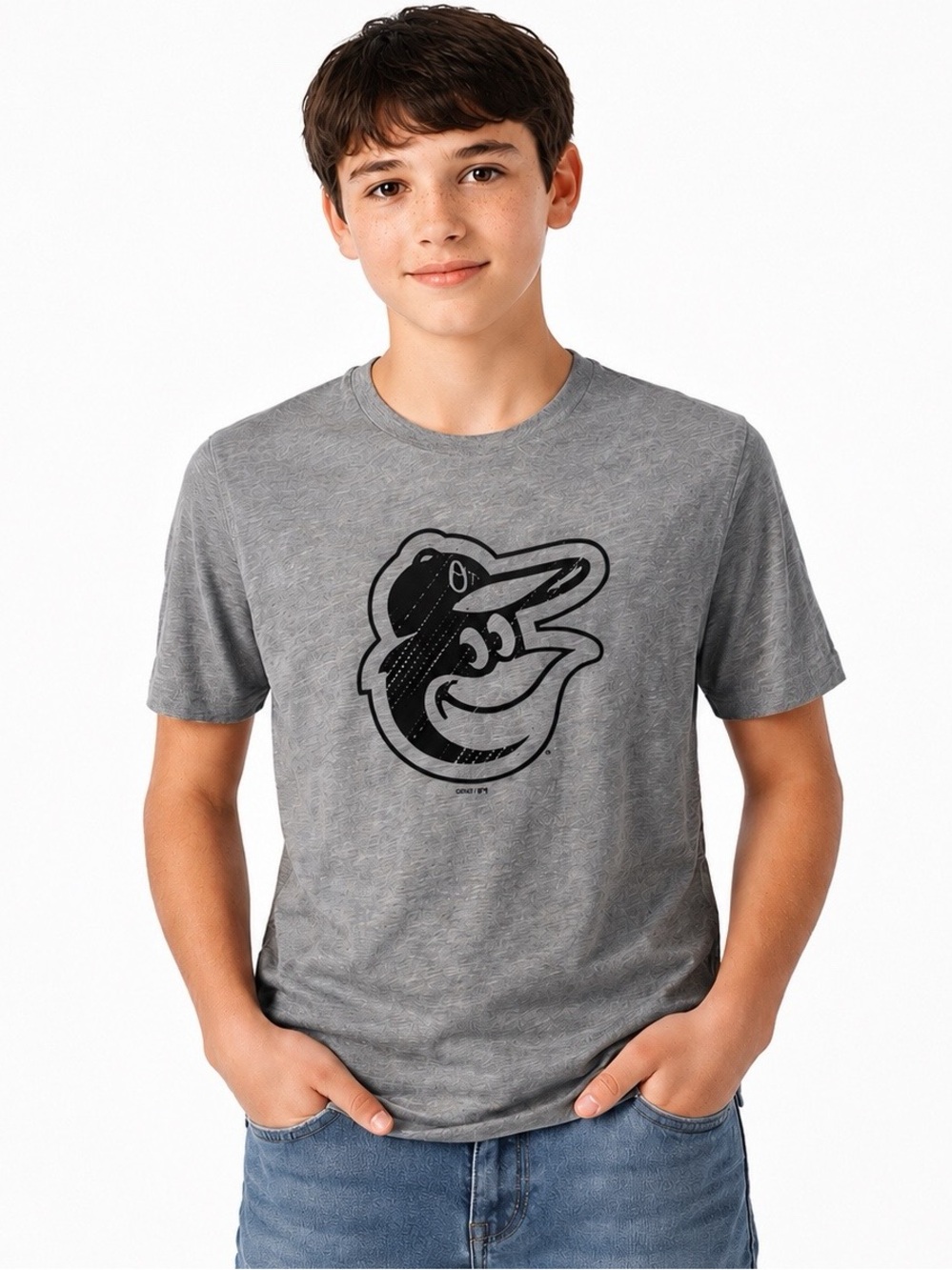 NWT Baltimore Orioles MLB Gray Logo T-Shirt Youth L 14/16